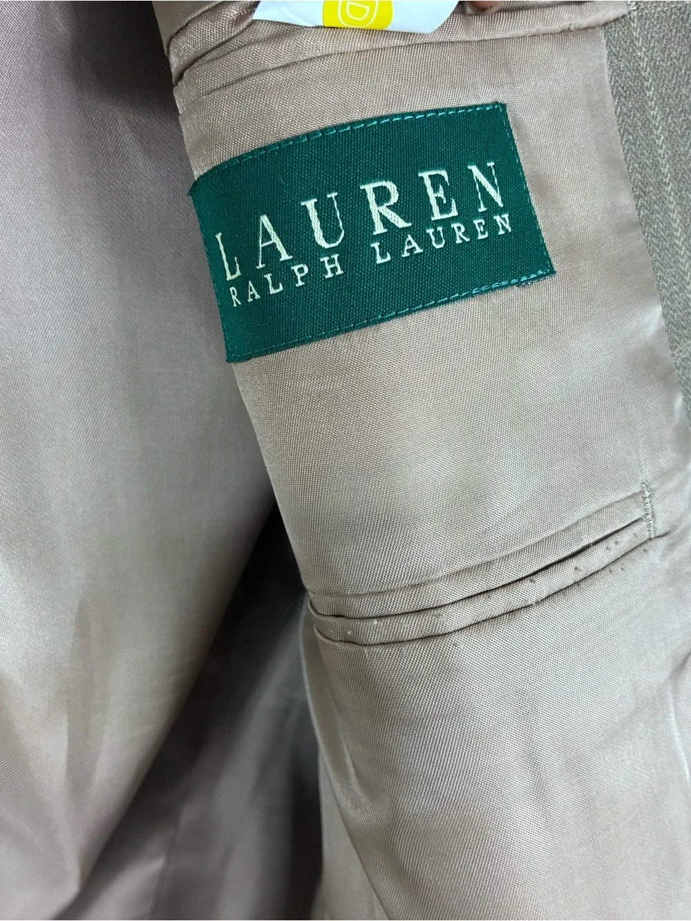 Ralph Lauren Silk Wool Windowpane Plaid Sport Coat Blazer Tan 44L